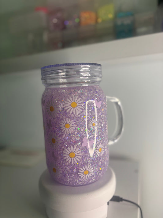 Butterflies & sunflowers 20oz mason jar “pre-made”