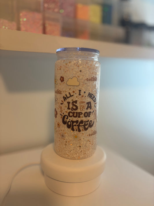 Cute coffee 20oz acrylic snow globe cup