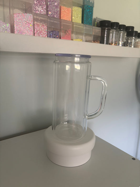 Custom 16oz glass tall snow globe mug